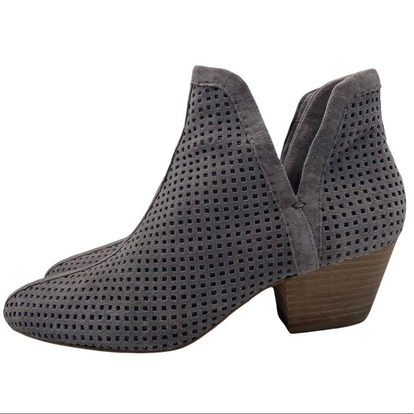 Splendid Shoes - Splendid Boot Women's Taupe Suede Perforated Ankle Stacked Heel Size 9